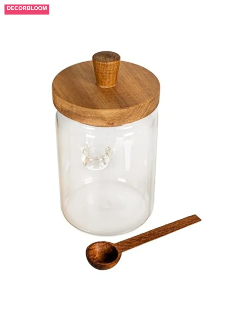 Glass Canister with Acacia Wood Lid and Spoon